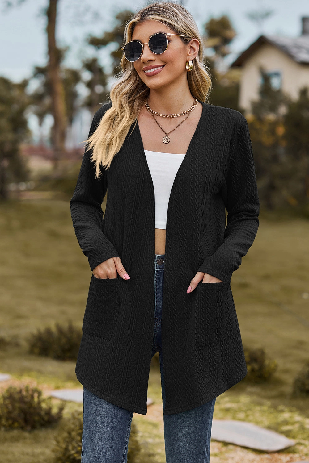 Today Only Discount Gift Ideas Galore Open Front Long Sleeve Cardigan