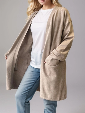 Open Front Long Sleeve Cardigan With Pockets Online Exclusive Offer Sweet Deal Today