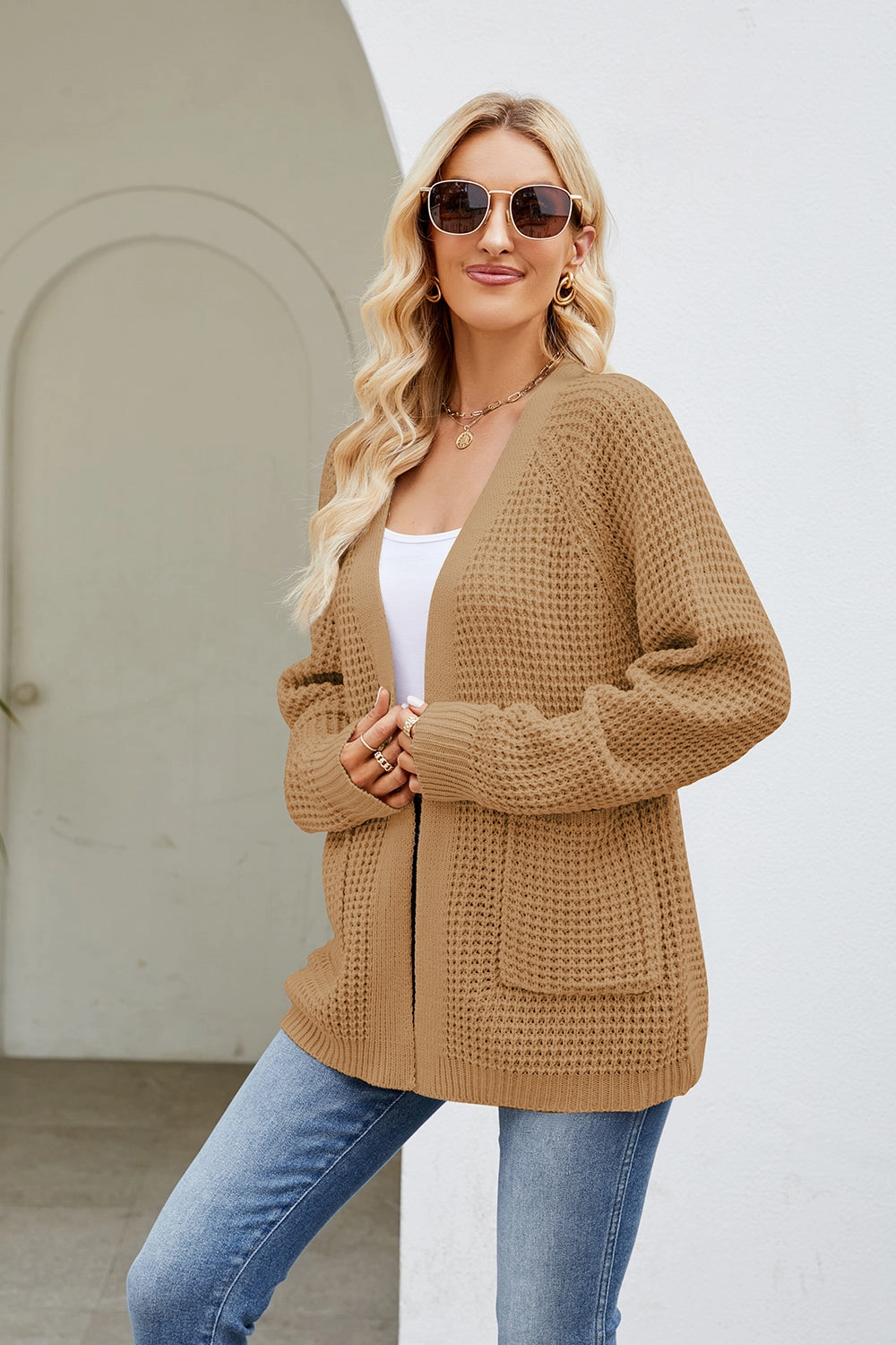 Open Front Long Sleeve Cardigan With Pockets Grab Your Savings