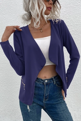 Open Front Zipper Pocket Cardigan Clearance Steal Today