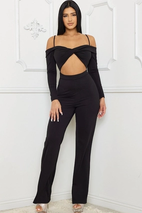 Dont Miss Hot Deals Open Shoulder Cutout Detail Jumpsuit