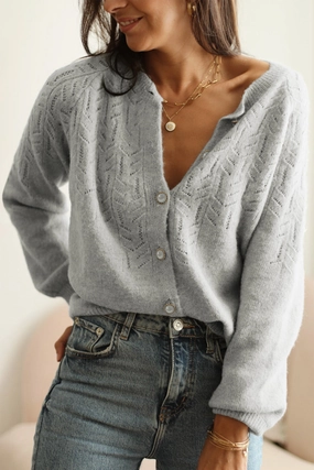 Deal Frenzy Today Trending Hot Picks Openwork Button Down Long Sleeve Cardigan