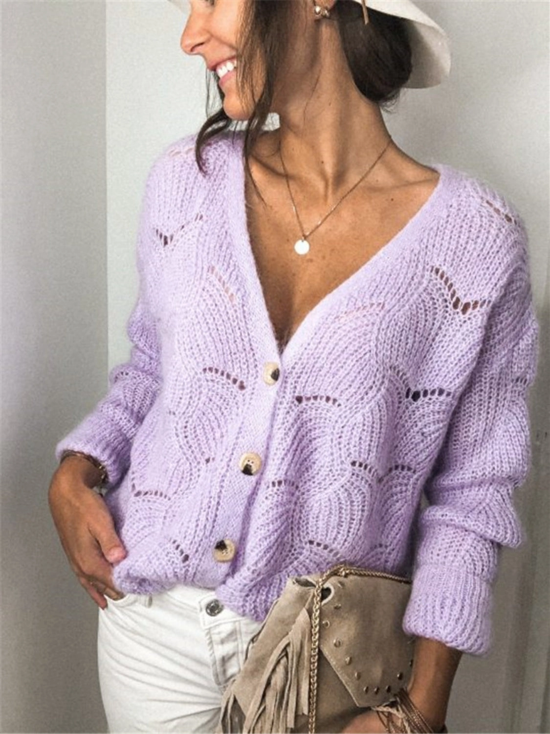 Openwork Button Up Long Sleeve Cardigan Today Only Offer Flash Pick Today