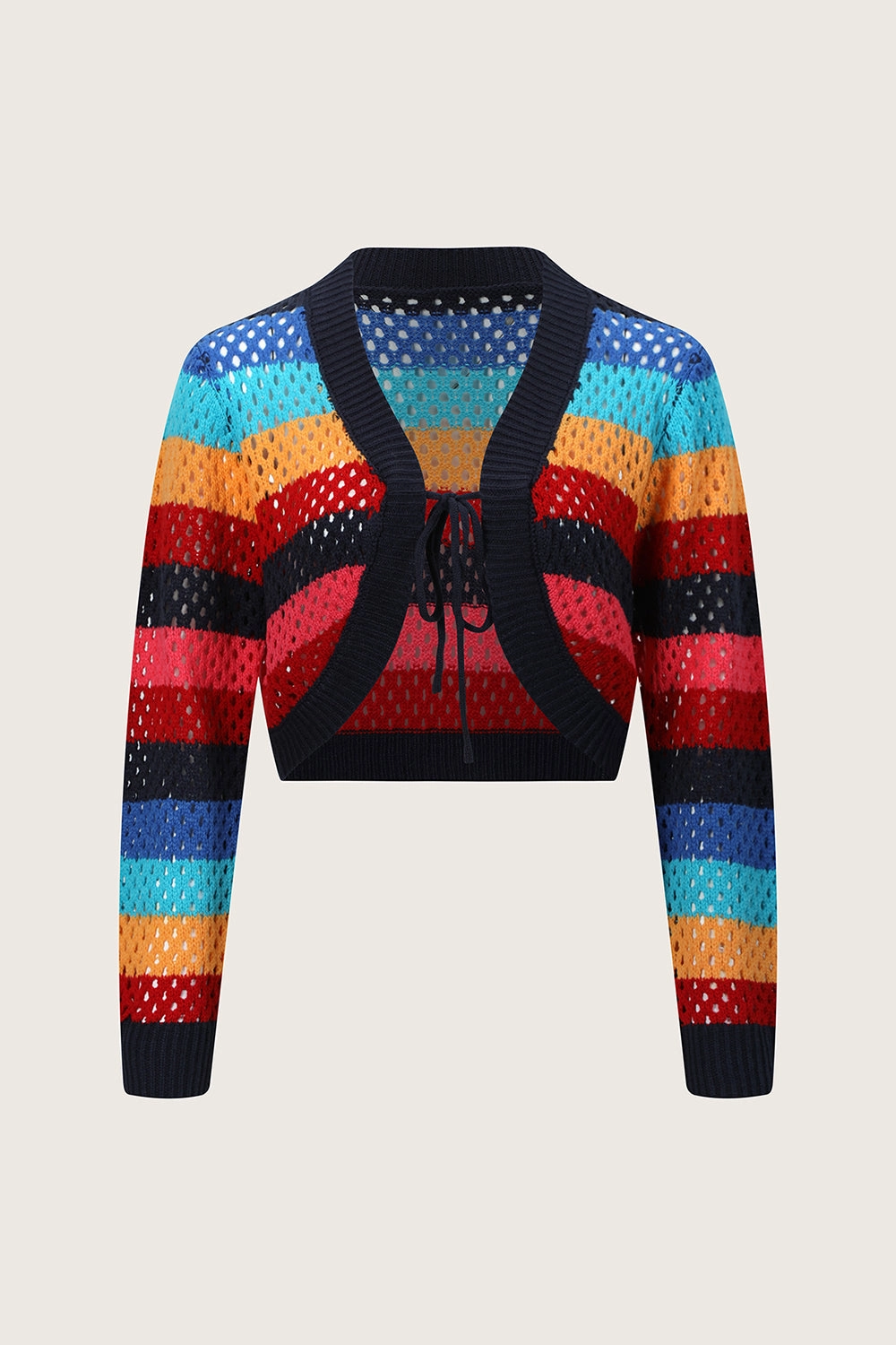 Todays Steal Biggest Savings Now Openwork Color Block Tied Cardigan