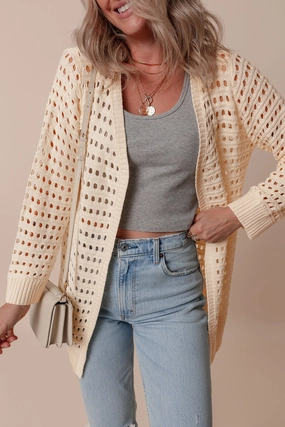 Todays Special Picks Openwork Open Front Cardigan