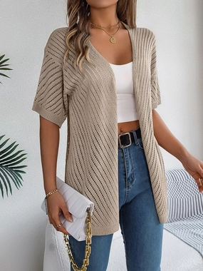 Trending Today Steal Openwork Open Front Half Sleeve Cardigan