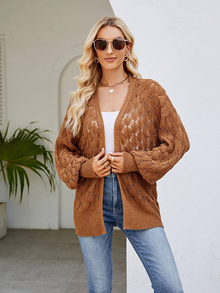 Hot Sale Alert Openwork Open Front Lantern Sleeve Cardigan