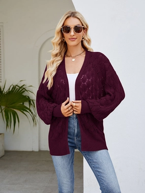 Openwork Open Front Lantern Sleeve Cardigan Online Exclusive Steal