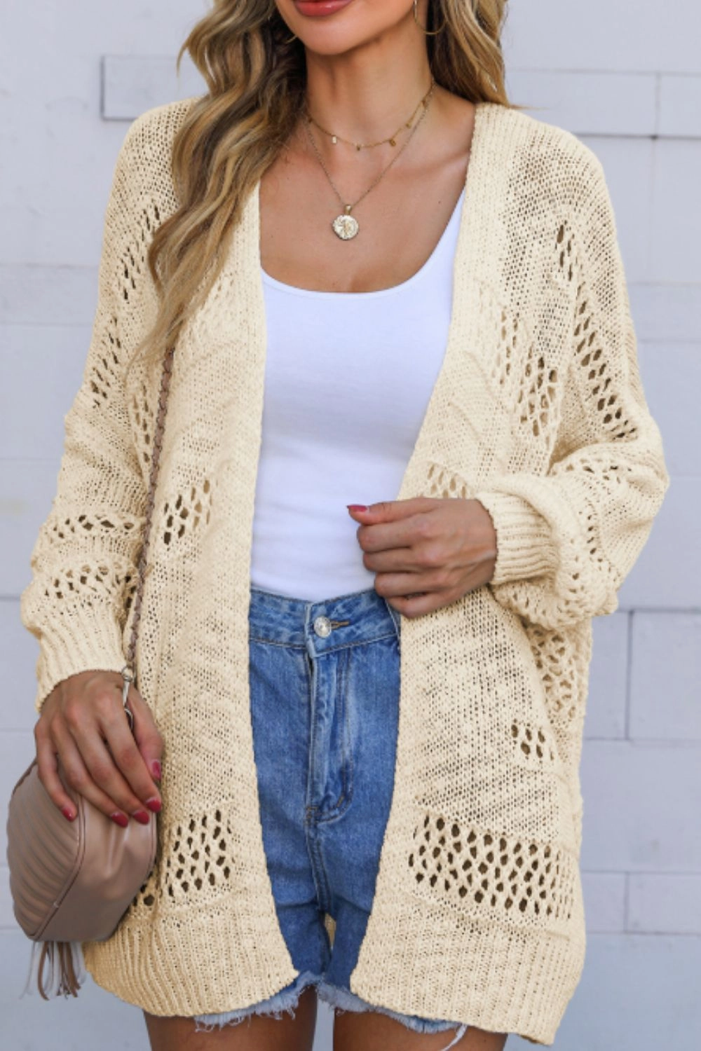 Openwork Open Front Long Sleeve Cardigan Flash Pick Today