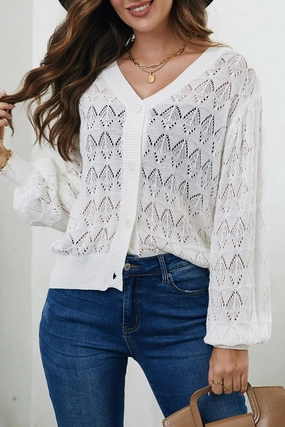 Openwork V-Neck Cardigan Flash Deal Alert Price Drop Today