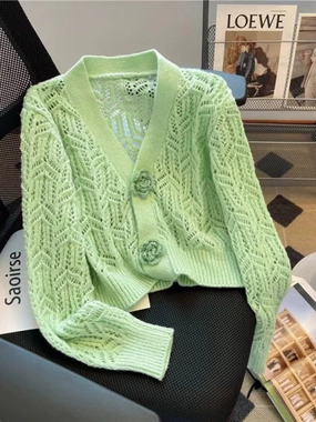 Openwork V-Neck Dropped Shoulder Cardigan Online Exclusive Savings