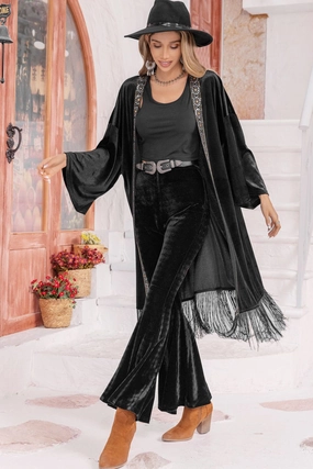 Opne Front Fringe Detail Long Sleeve Cardigan Daily Hot Deal EndofWeek Deals