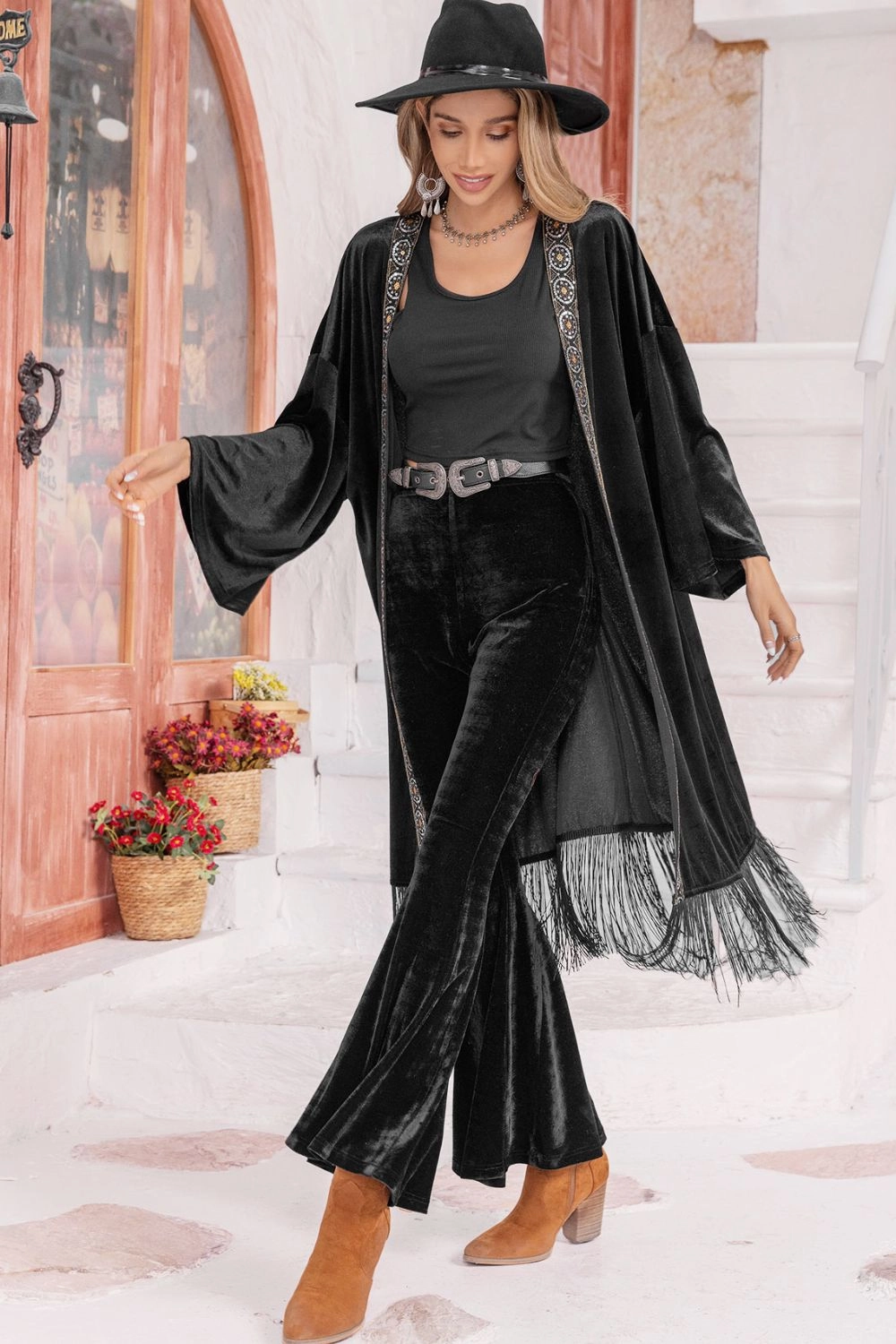 Opne Front Fringe Detail Long Sleeve Cardigan Daily Hot Deal EndofWeek Deals