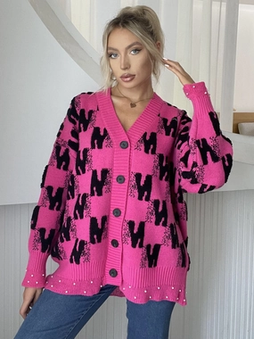 Pearl Trim V-Neck Button Up Cardigan Hot Sale Today