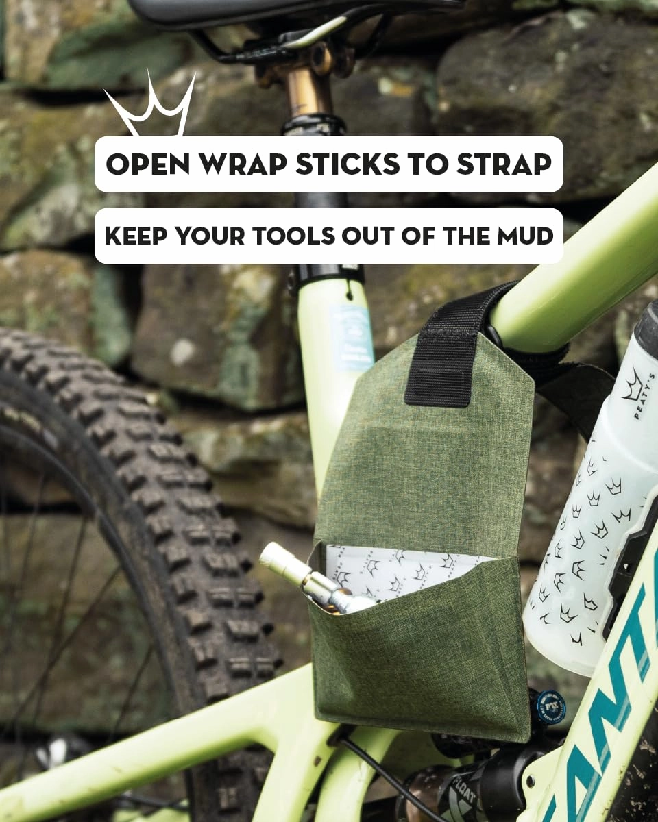 Peaty's Holdfast Trail Tool Wrap - Super Secure, No Slip or Rattle, Modular Design, Waterproof, Storage Frame Bag with Zip Pouch Pocket, Fits Anywhere, for MTB Road Gravel Ebike Mountain Bike - Black