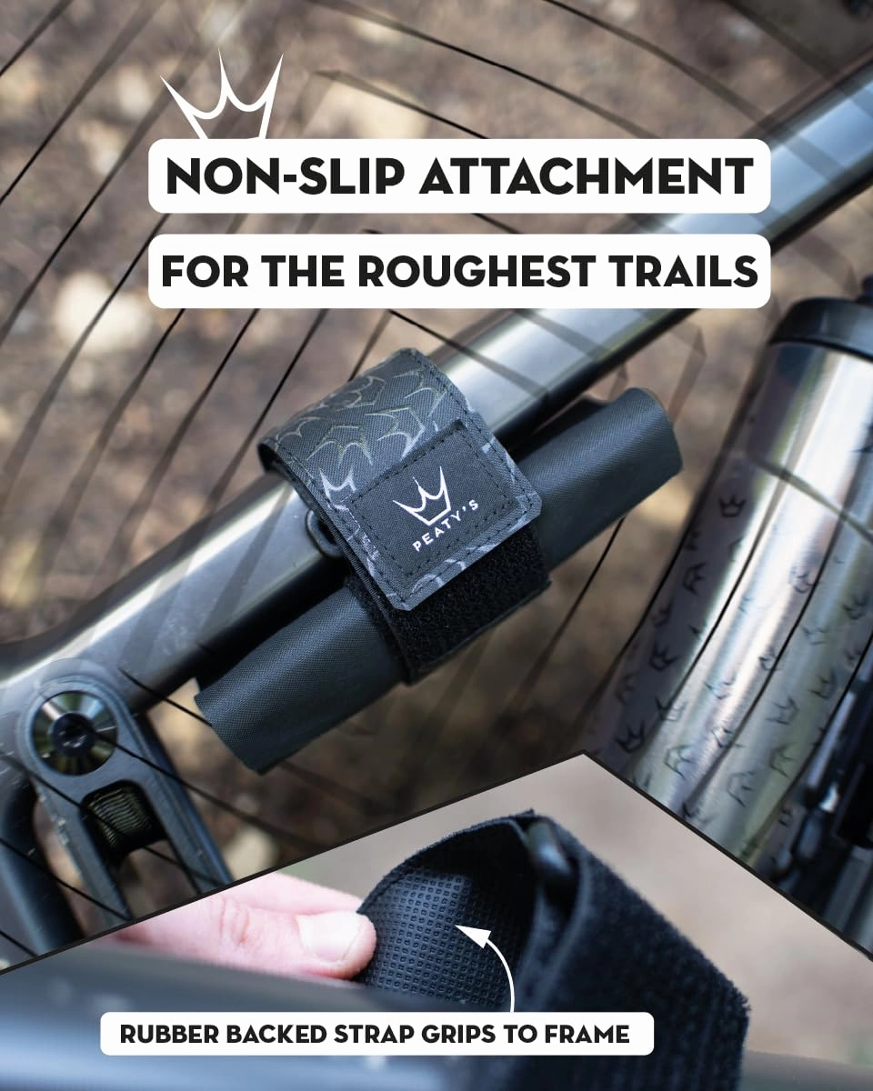 Peaty's Holdfast Trail Tool Wrap - Super Secure, No Slip or Rattle, Modular Design, Waterproof, Storage Frame Bag with Zip Pouch Pocket, Fits Anywhere, for MTB Road Gravel Ebike Mountain Bike - Black