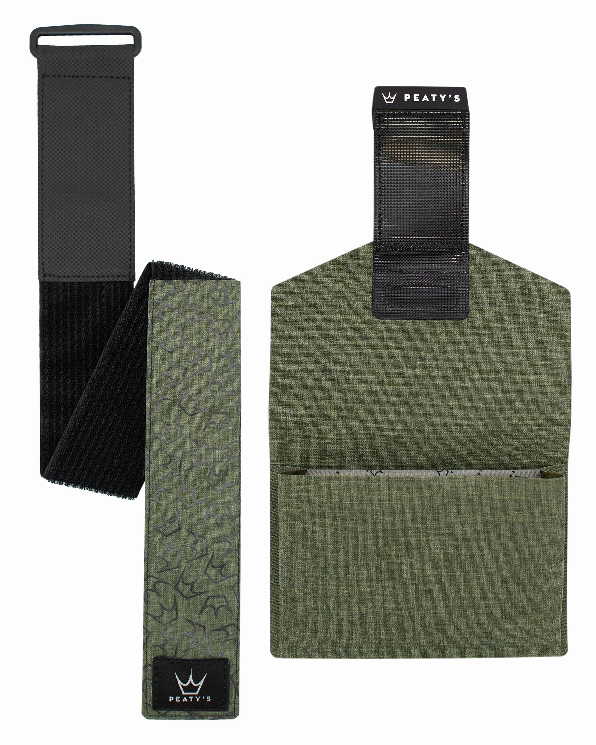 Peaty's Holdfast Trail Tool Wrap - Super Secure, No Slip or Rattle, Modular Design, Waterproof, Storage Frame Bag with Zip Pouch Pocket, Fits Anywhere, for MTB Road Gravel Ebike Mountain Bike - Green