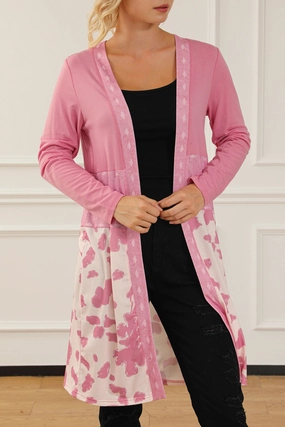 Save More Online Printed Long Sleeve Open Front Outerwear