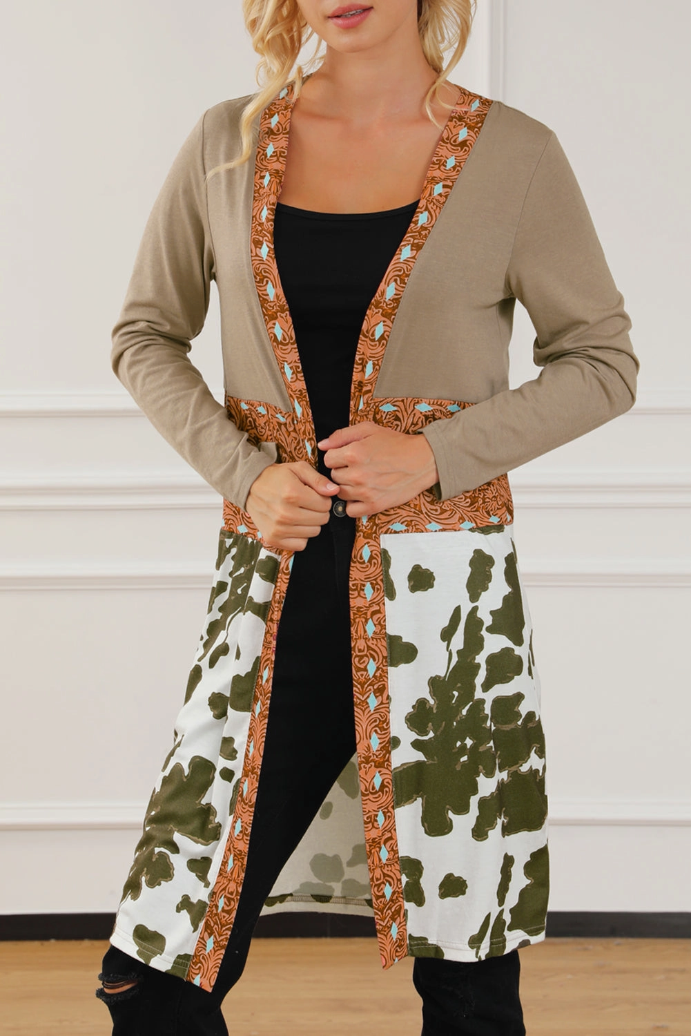 Hot Pick Deal Printed Long Sleeve Open Front Outerwear