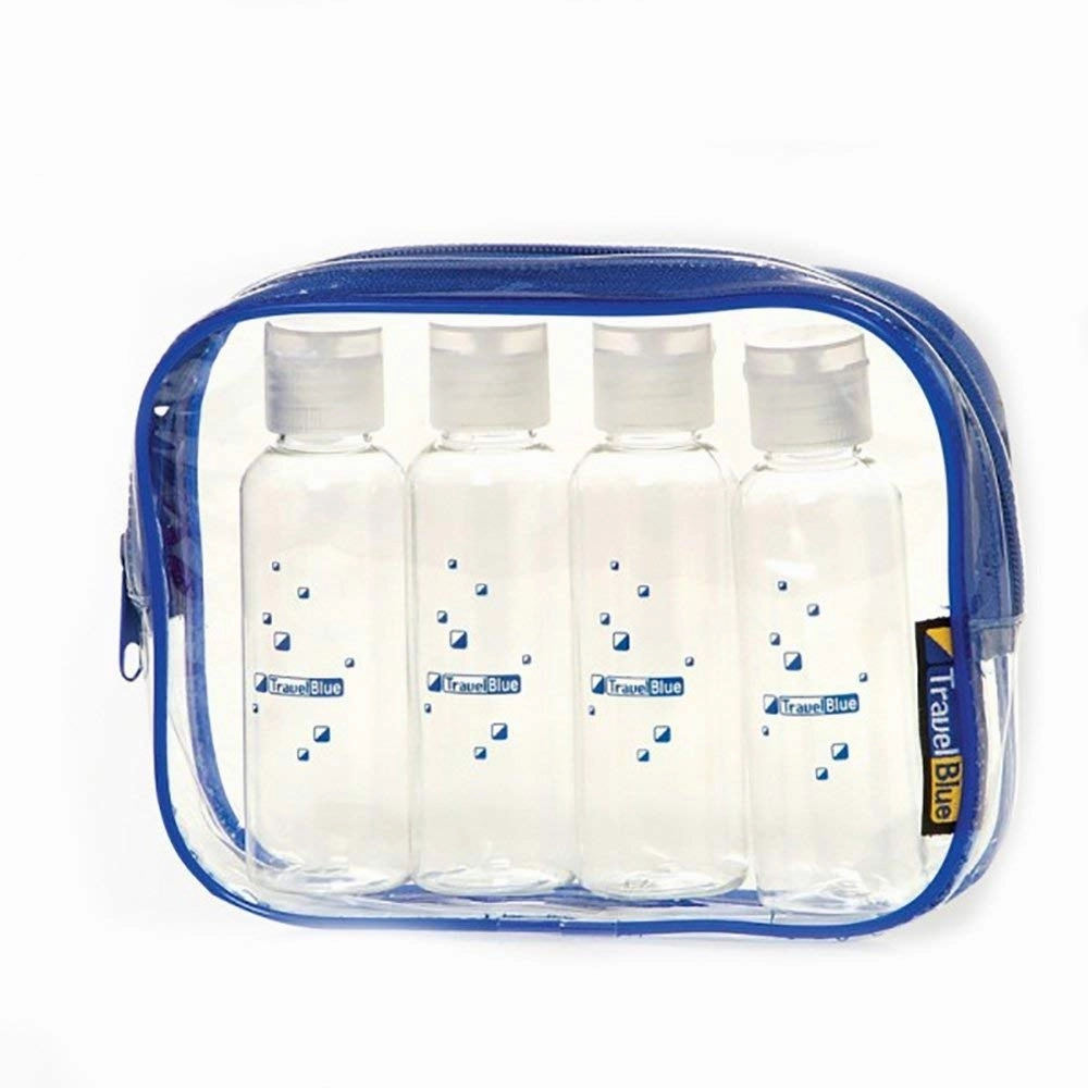 Travel Blue Clear Flight Travel Organiser Bag With Four Travel Bottles Flash Discount Today