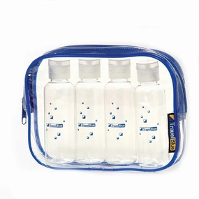 Travel Blue Clear Flight Travel Organiser Bag With Four Travel Bottles Flash Discount Today