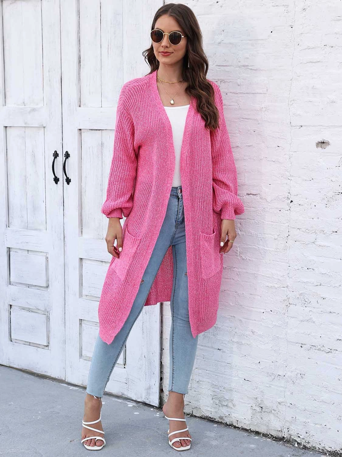 Open Front Longline Cardigan With Pockets Clearance Blowout Today Only Discount
