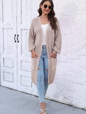 Open Front Longline Cardigan With Pockets Grab It Fast