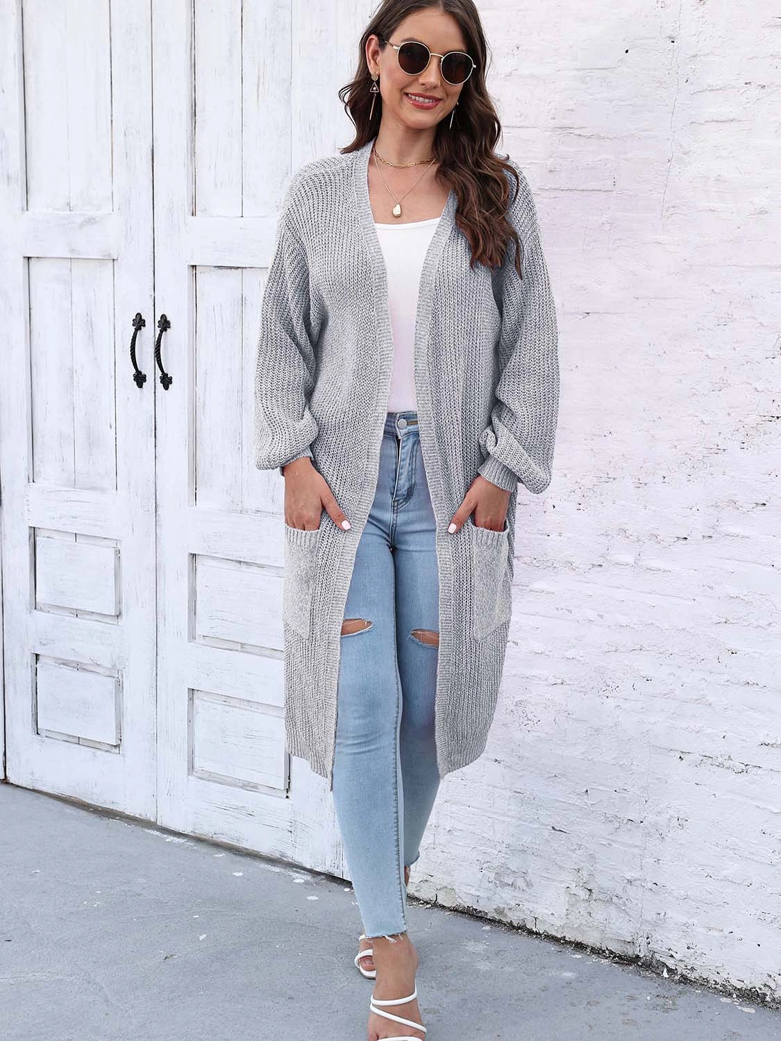 Open Front Longline Cardigan With Pockets Dont Miss Hot Deals