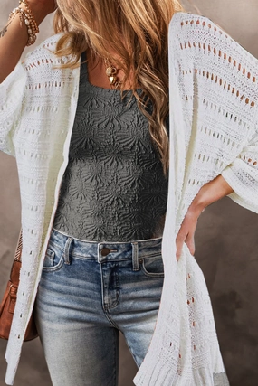 Exclusive Hot Pick Limited Time Hot Deal Openwork Open Front Long Sleeve Cardigan