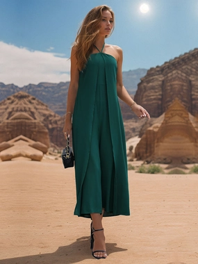 Unmissable Deal Today Perfee Layered Halter Neck Wide Leg Jumpsuit