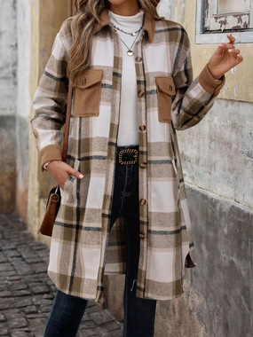 Shop Grab Now Flash Pick Today Perfee Plaid Button Up Long Sleeve Coat