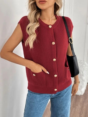 Perfee Pocketed Round Neck Cap Sleeve Cardigan Shop Grab Now Flash Pick Today