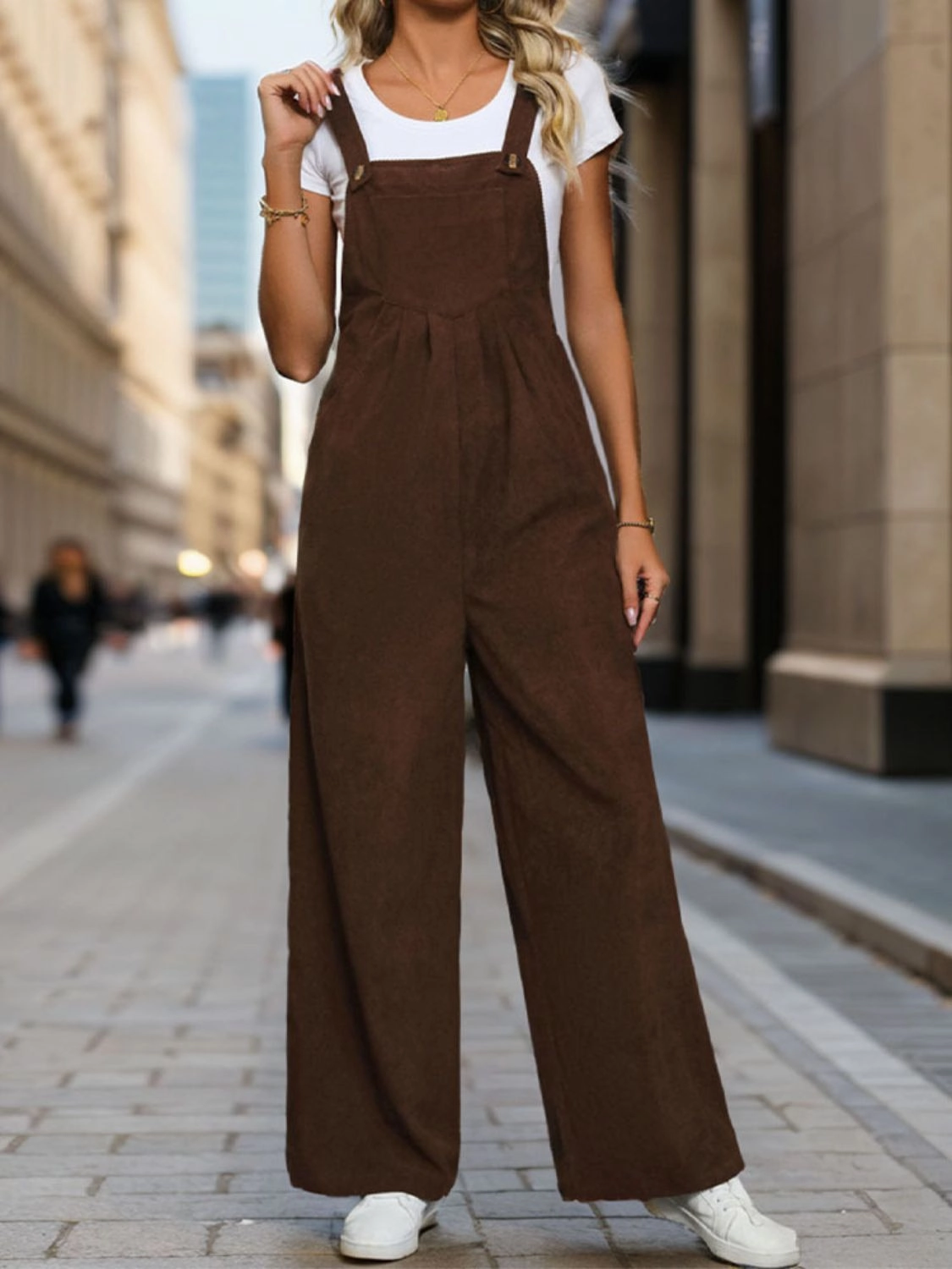 Perfee Square Neck Wide Strap Overalls Instant Savings Inside