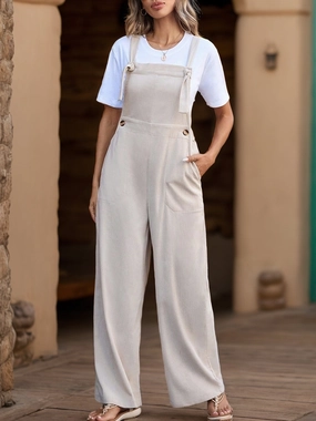 Flash Deal Alert Gift Sale Event Perfee Tied Wide Leg Overalls With Pockets