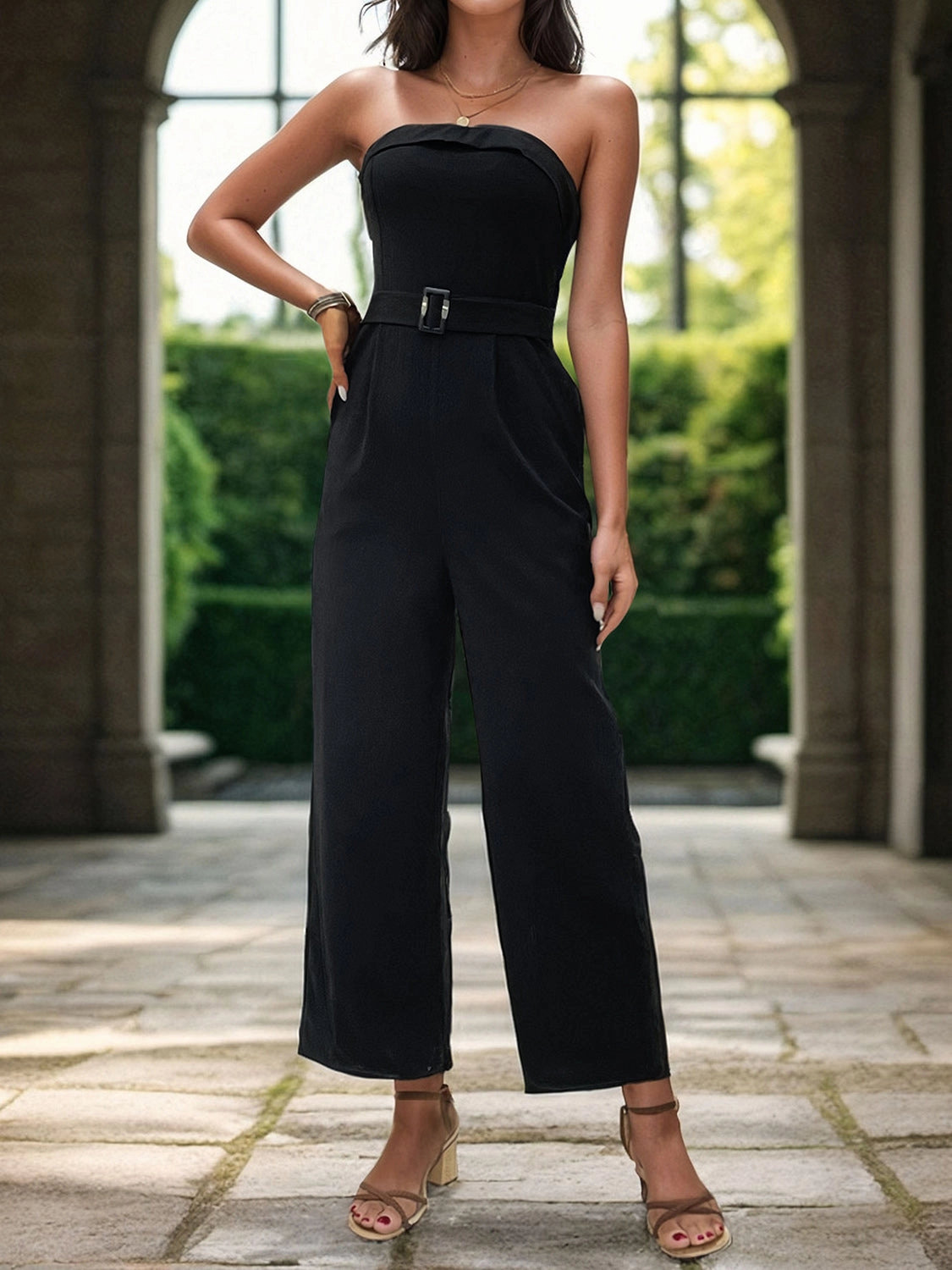 Limited Stock Offer Perfee Tube Jumpsuit With Pockets