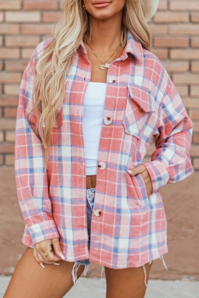 Plaid Button Up Long Sleeve Shacket Trending Now Discount