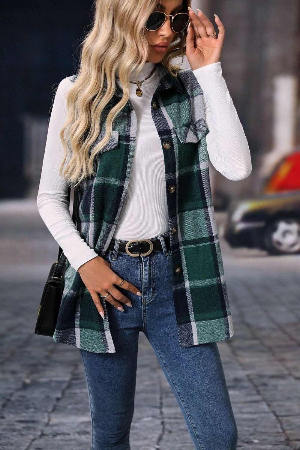 Limited Offer Alert Plaid Button Up Vest Coat