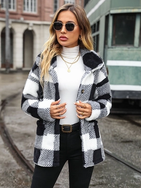 Daily Special Offer Daily Deal Frenzy Plaid Collared Neck Button Down Jacket