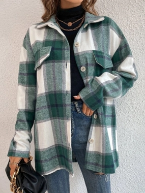 Plaid Collared Neck Dropped Shoulder Shacket Save More Now MustHave Items