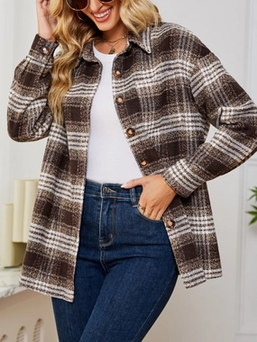 Limited Time Offer Steal the Deal Now Plaid Collared Shirt Jacket