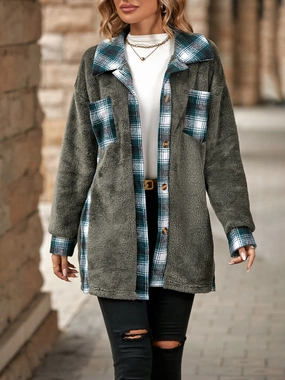 Plaid Contrast Dropped Shoulder Coat Online Exclusive Steal Perfect Gift Sale