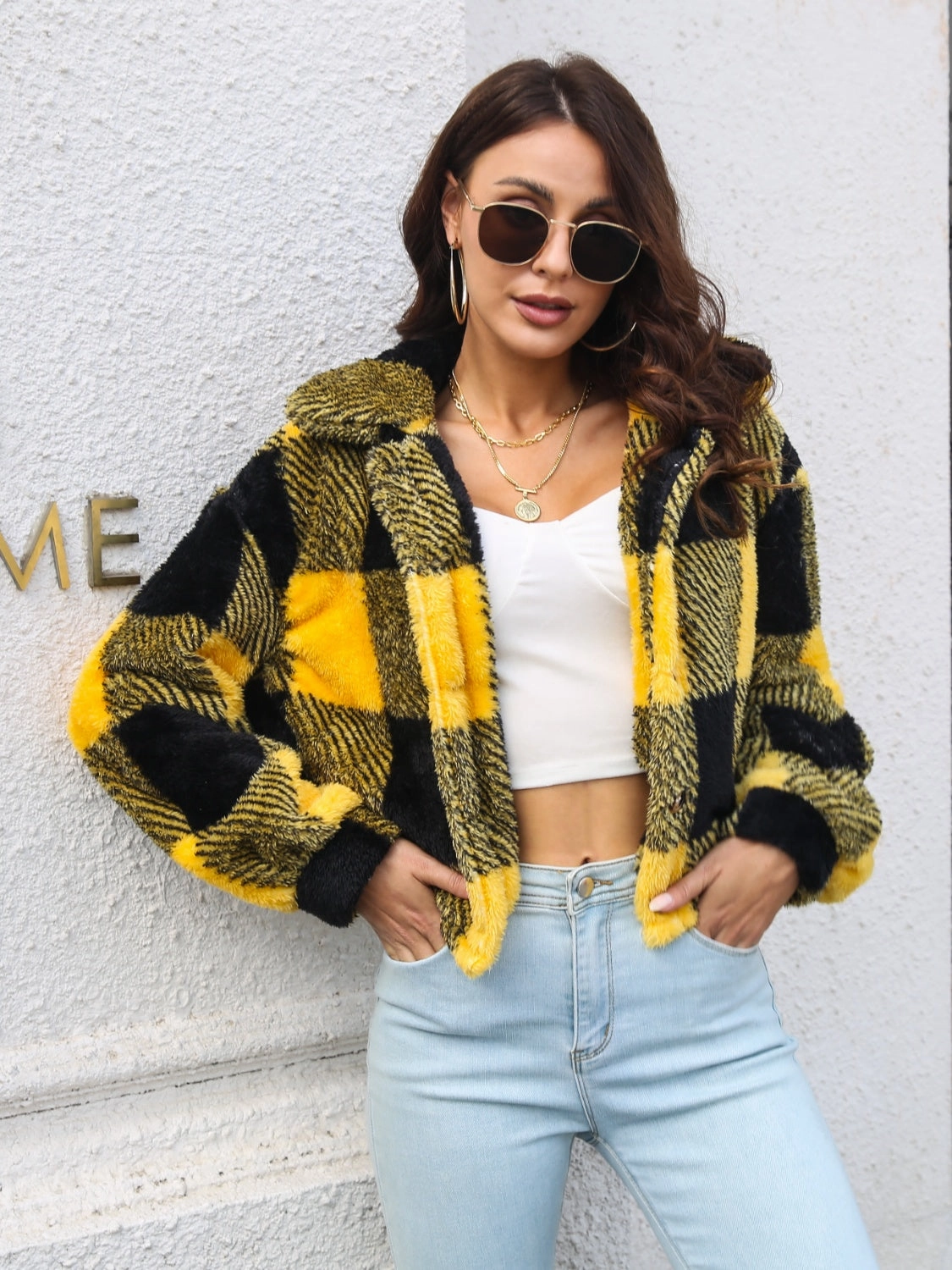 New Arrival Discount Grab It Before Gone Plaid Dropped Shoulder Buttoned Jacket
