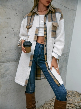 Plaid Dropped Shoulder Longline Coat Exclusive Online Deal