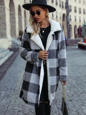 Limited Time Steal Trending Deals Today Plaid Open Front Coat With Pockets