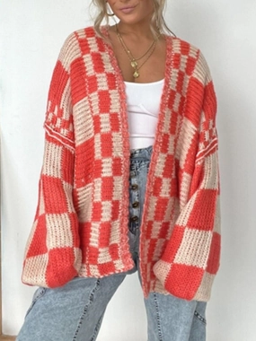 Plaid Open Front Long Sleeve Cardigan Big Savings Today Exclusive Online Offer
