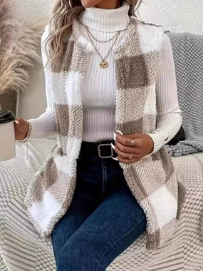 Plaid Open Front Vest Coat MustHave Items
