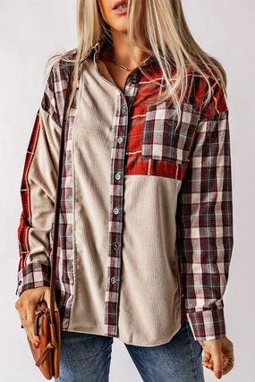 Plaid Patchwork Collared Neck Shacket Shop Smart Deals Dont Miss These Savings