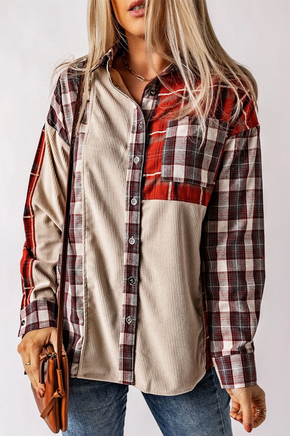 Plaid Patchwork Collared Neck Shacket Shop Smart Deals Dont Miss These Savings