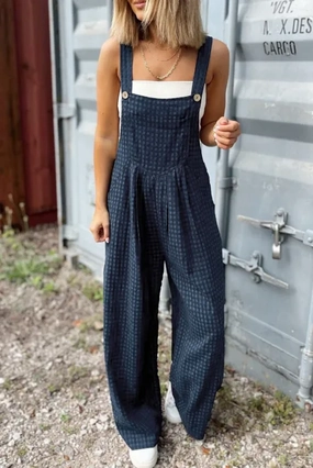 Plaid Wide Strap Wide Leg Overalls Clearance Savings Now