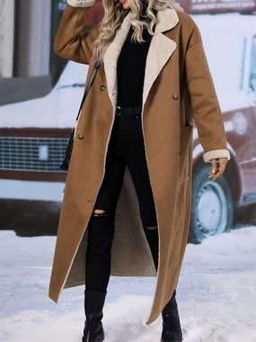 Daily Clearance Deal Mega Sale Now Plus Size Drop Shoulder Sherpa Longline Coat